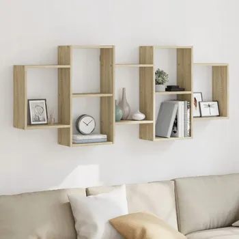 police VidaXL Nástěnná police, dub sonoma, 159x18x65 cm