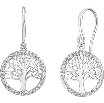 Náušnice Stříbrné visací náušnice strom života Atsu s Brilliance Zirconia FW8091ES