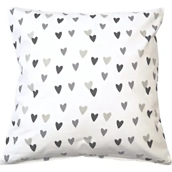 Povlak na dekorativní polštářek Povlak na polštářek Šedá srdce