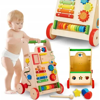 Odrážedlo Odrážedlo Starky dřevěné vícebarevné s nastavitelnou rukojetí