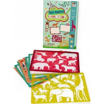 kreativní sada ZESTAW SZABLONÓWM DZIKIE ZWIERZĘTA S PASTELKAMI, KREATIVNÍ ŠABLONY PRO UČENÍ