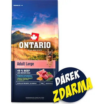 Krmivo pro psa Ontario Adult Large Beef & Brown Rice 2x12kg+Barel ZDARMA