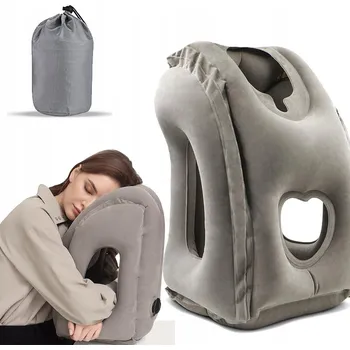 Obraz CESTOVNÍ POLŠTÁŘ NAFUKOVACÍ DO LETADLA, VLAKU, AUTA – POHODLNÝ, PROTISKLUZOVÝ