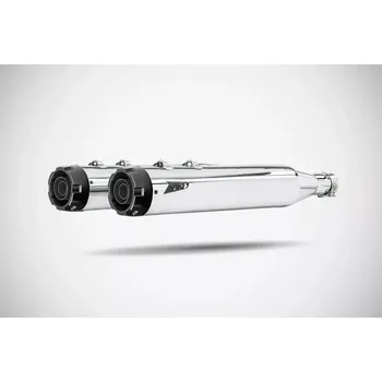 Výfuk pro motocykl Homologované koncovky výfuku motocyklu ZARD SLIP ON MUFFLERS HOMOLOGACE E3 pro motocykl HARLEY DAVIDSON STREET GLIDE rok 2006-2016 viz popis, barva chromová/černé zakončení (řemeslná výroba Made In Italy)