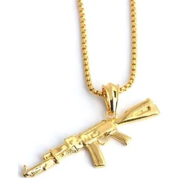 Náhrdelník Pánský náhrdelník s pistolí D310 zlatá