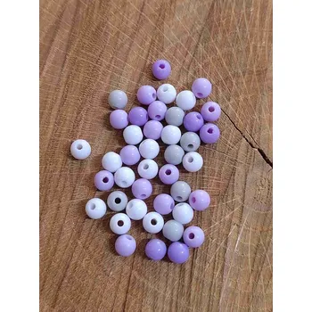 Korálek Plastové korálky 6 mm 100 ks pastelový mix fialová