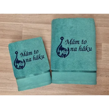 Ručník Luxusní ručník pro rybáře Mám to na háku petrolej
