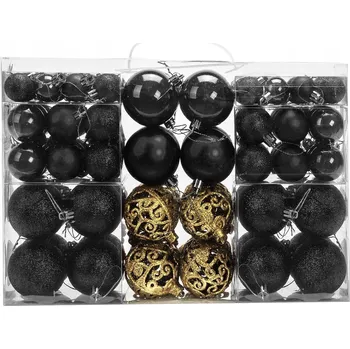 Vánoce Vánoční Vánoční Baňky KL-21X04 černé, sada 100 kusů
