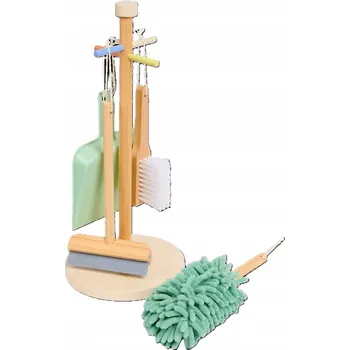 Dřevěná hračka HRAČKA DŘEVĚNÁ SADA NA UKLÍZENÍ KUCHYŇSKÉ DOPLŇKY PRO DĚTI