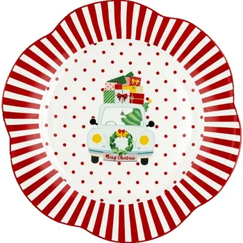 Talíř Vánoční dezertní talíř s ozdobou 21,8 cm Sváteční Auto Sindy Florina