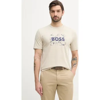 Pánské tričko Bavlněné tričko BOSS Orange 50539186 béžová 80X, vel. M
