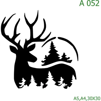 Plastová šablona pro malování - Vánoce - Sob / jelen (A052) - 30 x 30 cm , Nelepící folie