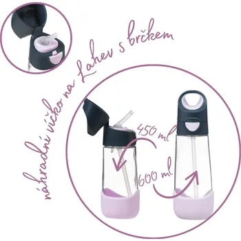 B.box Náhradní víčko pro Lahev na pití s brčkem Indigo/růžové