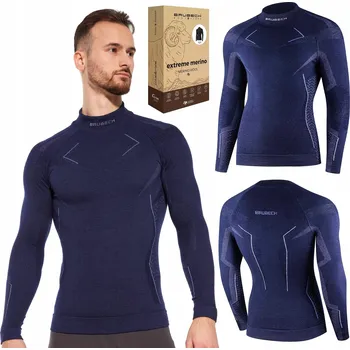 Termoprádlo s dlouhým rukávem Brubeck EXTREME MERINO PÁNSKÉ modré vel. L