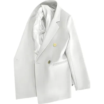 Dámské sako Dámské elegantní sako s límečkem a kapsami Jednobarevné sako z polyesteru Stylový kabátek v různých barvách pro kancelář, společenské akce i volný čas bílá S