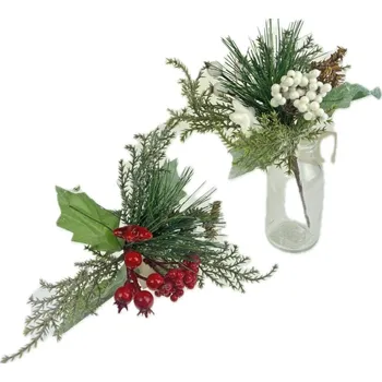 Vánoční dekorace Maják Přízdoba zimní + hvězdička bílá/červená 24 cm