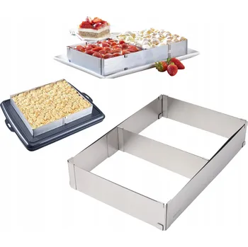 Forma na pečení Nastavitelná forma na dort, obdélníková 34-52 x 27-18.5 cm, cukrářský ráfek KINGHOFF