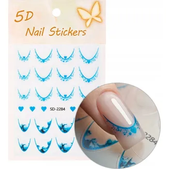 Přípravek na nehty Samolepky na nehty 5D French Francouzská řada Blue SD-2284