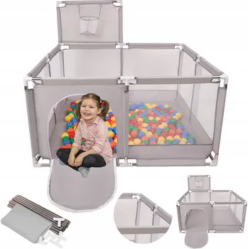 Dětská ohrádka ČTVERCOVÁ OHRÁDKA S KOŠEM PRO DĚTI + 100 MÍČKŮ