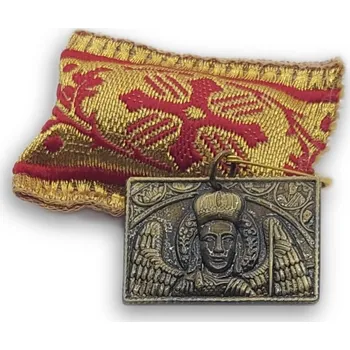 Přívěsek Ochranný přívěsek s kovovou ikonkou archanděla Michaela - Barva Purpurová