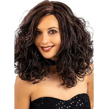 Karnevalová paruka Carnival Toys Hnědá vlnitá paruka s černým melírem