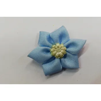 umělá květina Textilní kytička - modrá s krémovým středem - 4,5cm