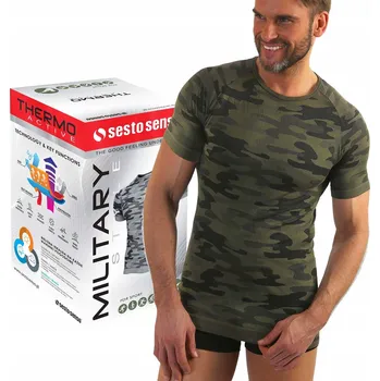 Pánské tričko Pánské sportovní termoaktivní tričko MASKÁČOVÝ s krátkým rukávem Sesto Senso *XL