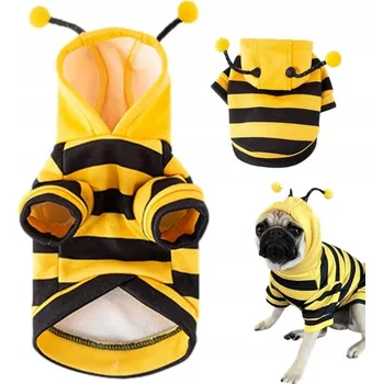 Obleček pro psa HALLOWEENSKÁ MIKINA pro psa, kostým včely, TEPLÁKOVKA s kapucí , VČELA XL