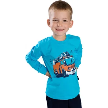 BETTY MODE Dětské tričko Hasičské auto, tyrkysové Velikost: 104