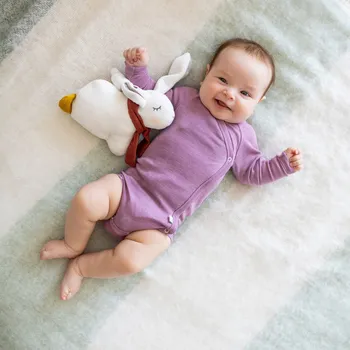 PoPoLiNi Kojenecké body merino vlna Mauve s rukavičkami Vel. 74/80