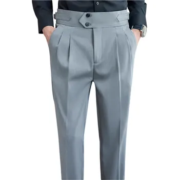 Pánské kalhoty Pánské společenské kalhoty s kapsami Jednobarevné Elegantní rovný střih Pohodlné stylové kalhoty pro muže do práce, kanceláře i na slavnostní události Polyester šedá 33