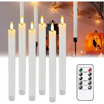 Lampička 6X LED STOLNÍ SVÍČKA BÍLÁ NA BATERIE VYSOKÁ 25cm + Dálkové Ovládání