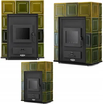 Krbová kamna Kamna Krbová keramická kachlová kamna Koza s vodním pláštěm Kotel Zelený 14kW