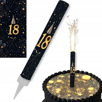 Dortová svíčka FONTÁNA NA DORT 18 LET TMAVÁ SVÍČKA NAROZENINY 12cm