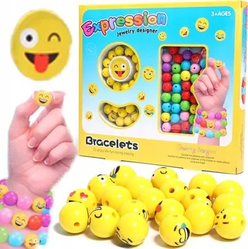 Dětské navlékací korálky KORÁLKY NA NAVLÉKÁNÍ NÁRAMKY BIŽUTERIE EMOJI
