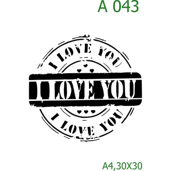 Plastová šablona pro malování - Valentýn - I LOVE YOU (A043) - A4 , Lepící fólie