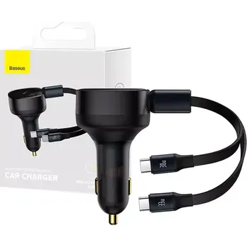 Baseus Enjoyment nabíječka do auta s kabelem USB-C, 33 W (černá)