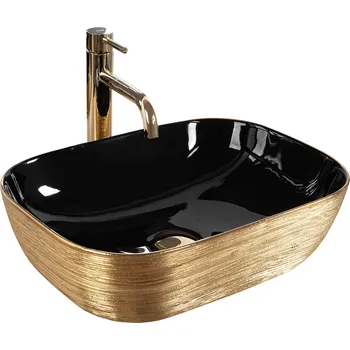 Umyvadlo REA UMYVADLO BELINDA BRUSH GOLD/BLACK - NA DESKU