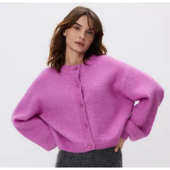 Dámský svetr Reserved - Kardigan s&nbsp;příměsí vlny - svítivě růžová - 234HI-42X - 234HI-42X-L