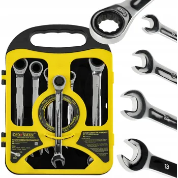 Klíč Očkoplochý klíč s ráčnou 7 kusů 8-19 mm