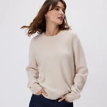 Dámský svetr Reserved - Svetr s vysokým podílem vlny a příměsí kašmíru - béžová - 155GS-08M - 155GS-08M-XL