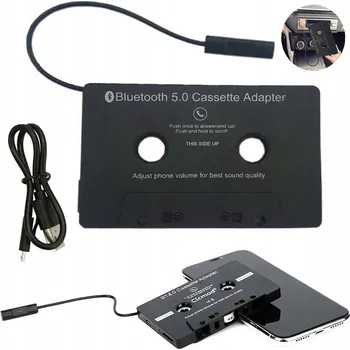 Bluetooth 5.0 kazetový adaptér/transmitter s mikrofonem a micro-USB kabelem