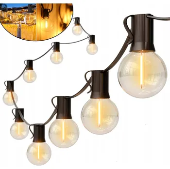 Venkovní osvětlení ZAHRADNÍ SVĚTELNÝ ŘETĚZ 30X LED ŽÁROVKA G40 18M VENKOVNÍ VODĚODOLNÝ