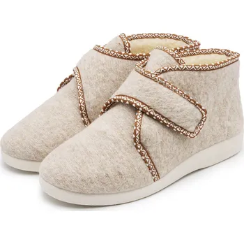 Dámská zimní obuv Vlnka Kotníkové bačkory z vlněného filcu na suchý zip béžová velikost obuv dospělí 37