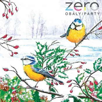 Papírový ubrousek Ubrousky 'Daisy' 33 x 33 cm 3N (20 ks) - (Vánoce) sýkorky na větvi