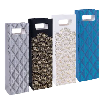 Dárková taška Taška papírová dárková 12 x 41 x 8 cm Elegant II, s výsekem, na 1 láhev, mix motivů