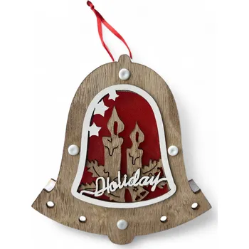 Vánoční ozdoba Vánoční dřevěná ozdoba s LED osvětlením - Zvonek