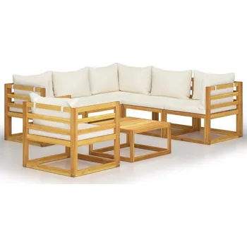 Zahradní sestava Zahradní nábytek, dřevěná sestava VidaXL, bílá, 7 dílů