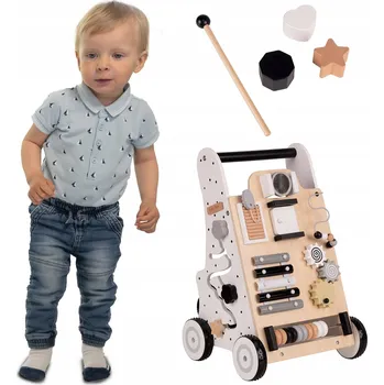 Dětské chodítko Dřevěné interaktivní chodítko odrážedlo Pro Děti KiddyMoon WK-001