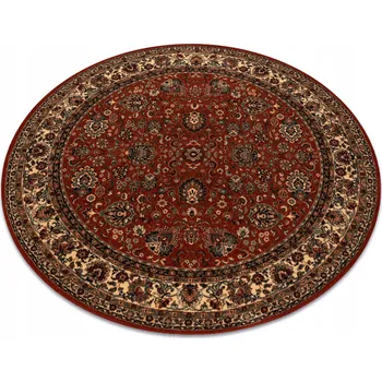 Koberec Koberec DO OBÝVACÍHO POKOJE VLNA ORNAMENT KVĚTINY RÁMEČEK SPOJKA bordó/béžová kruh 120 cm